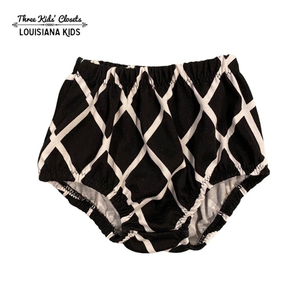 Crew & Lu 18-24m Black & White Grid Print Bloomers